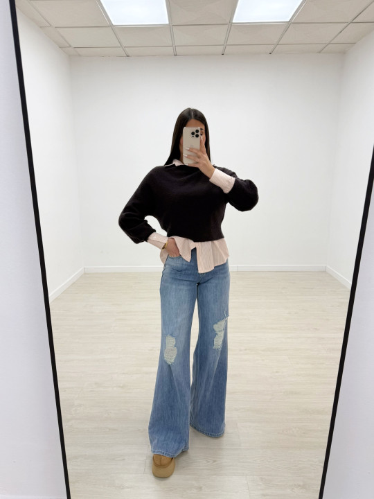 JERSEY CROP LANA MARRÓN